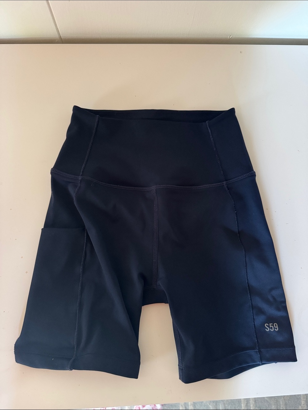 Splits59 navy blue High-Rise Bike Shorts with Side Pocket